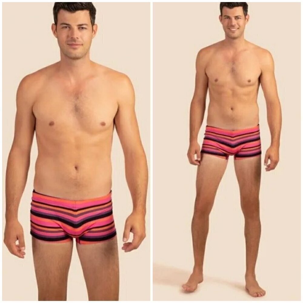 MR TURK by TRINA TURK Montego Bay Swim Trunk ~ Multi Striped Print Large L NWT